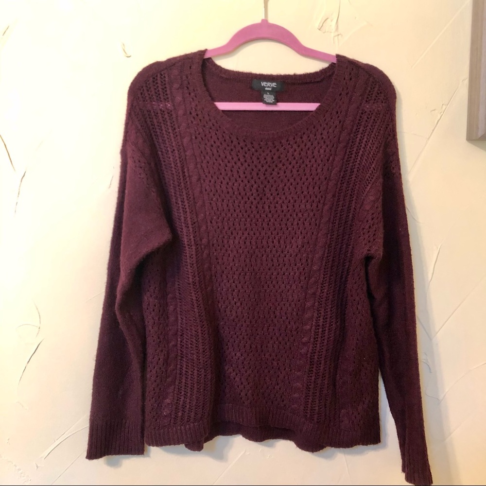 Verve Acrylic Purple open knit sweater, Large